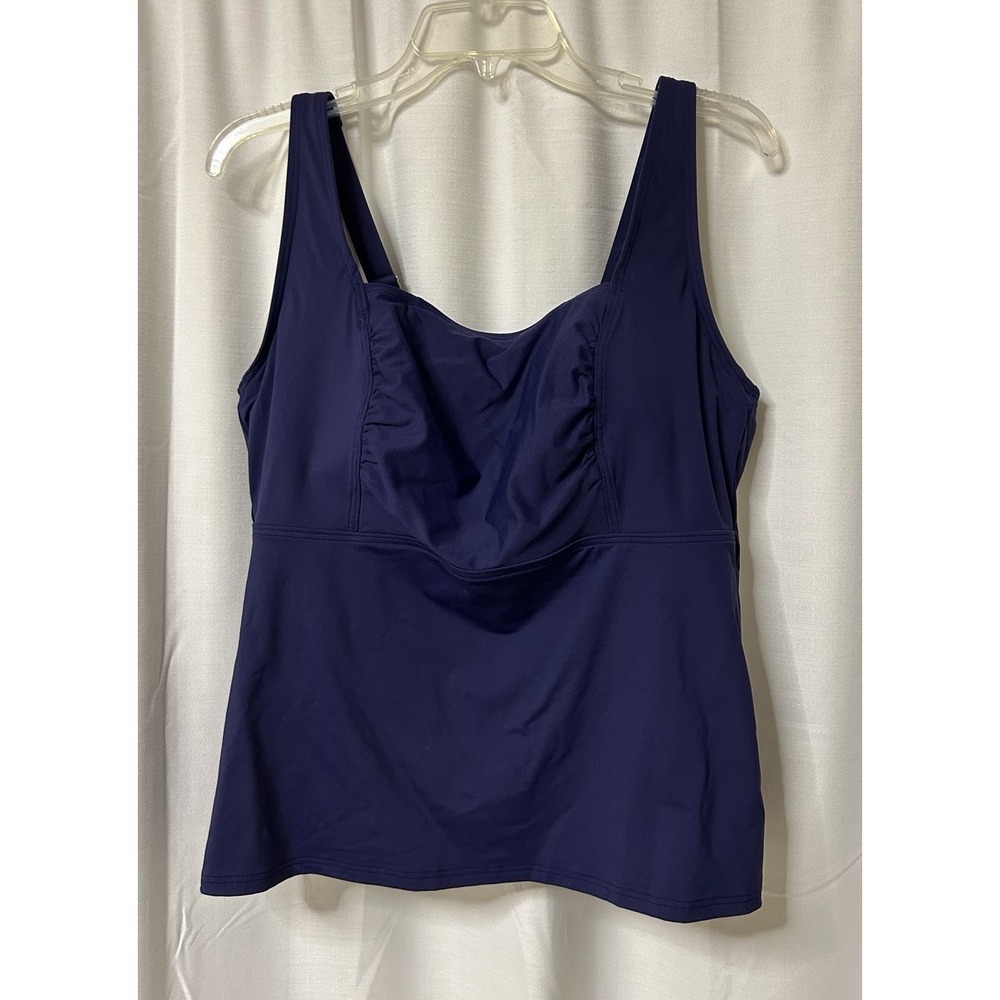 Swim Top Navy 16W Reg Tankini Modest Lands End Womens